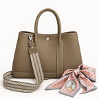 Weekday Tote Medium 30 cm open-top tote in khaki with the included woven shoulder strap and twilly scarf