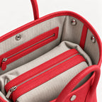Weekday Tote Medium 30 cm open-top tote in red, interior view with canvas lining and zip pocket