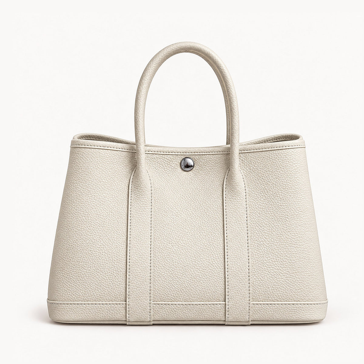 Weekday Tote Medium 30 cm open-top tote in white with silver-tone snap, front view